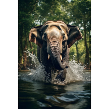 Elephant Spraying Water Canvas